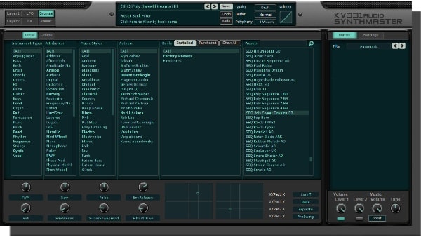 KV331 Audio Synthmaster V2.9 GUIがちょっと寂しい